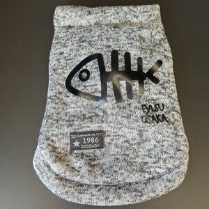 Dogbaby Gray Sweater With Fishbone Print For Dogs/Cats